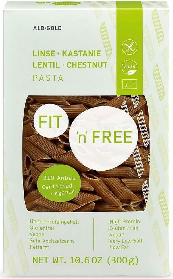 Nudeln (gelbe Linsen und Kastanien) Penne glutenfrei BIO 300 g - ALB GOLD