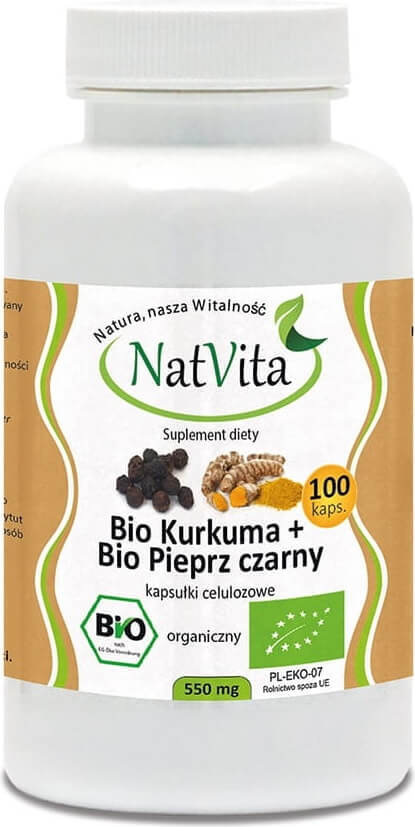BIO Kurkuma + BIO schwarzer Pfeffer (Piperin) 550mg 100 NATVITA Kapseln Fő kép