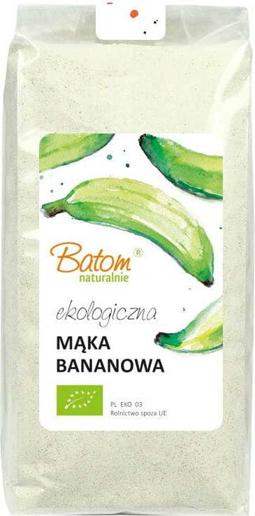 Bio Bananenmehl von BATOM in 500 g Packung, feines, gelbes Mehl aus reifen Bananen für Backen und Kochen.
