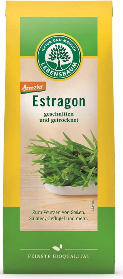 Getrockneter Bio-Estragon von LEBENSBAUM, 15 g, frischer Kräuterstrauch für die Küche, detailreiche Nahaufnahme