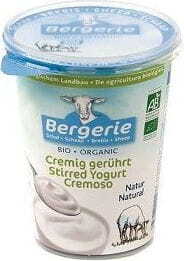 Cremiger Naturjoghurt BIO von BERGERIE in 400 g Becher, sichtbare weiße Joghurtcreme mit frischer Textur