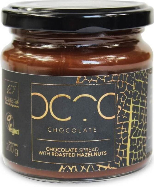 Bio-Schokoladencreme von COCOA, 200 g, cremige Creme mit Schokoladengeschmack in einem Glas.
