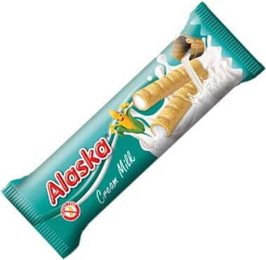 Maisröhren gefüllt mit Milchcreme glutenfrei 18 g ALASKA Image principale du produit