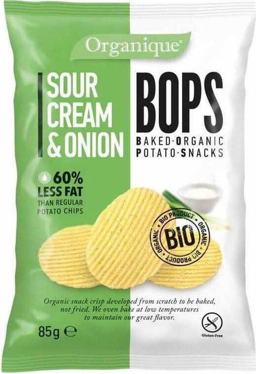Glutenfreie BIO Sahne-Zwiebel-Chips von ORGANIQUE, 85 g, knusprige Snacks mit Zwiebelflavour, naturbelassen und lecker.
