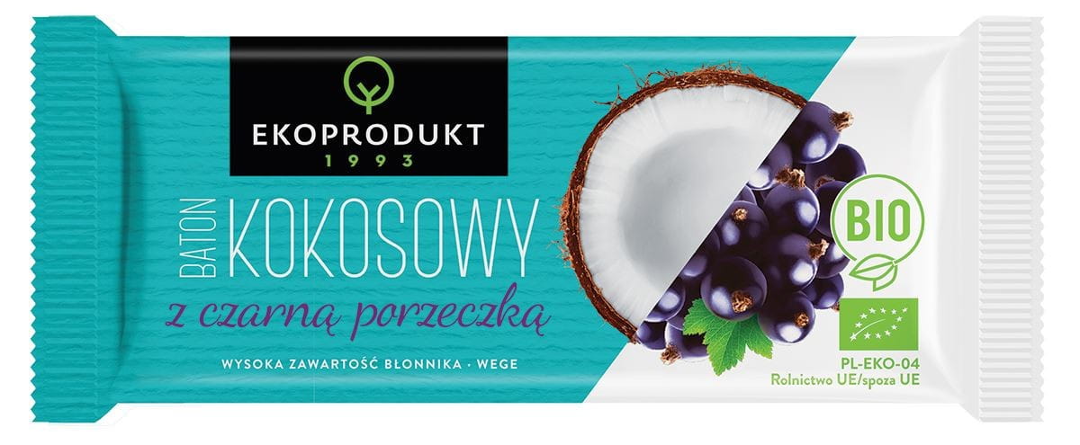 Kokosriegel mit schwarzer Johannisbeere BIO 30 g - EKOPRODUKT