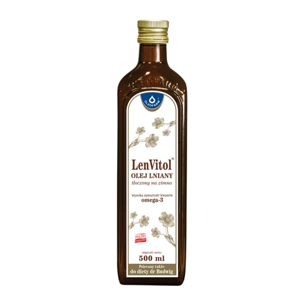 Lenvitol kaltgepresstes Leinöl 500ml OLEOFARM Immagine principale del prodotto