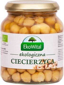 Bio Kichererbsen in Salzlake von EKOWITAL, 350 g, in einer offenen Dose, frisch und naturbelassen.