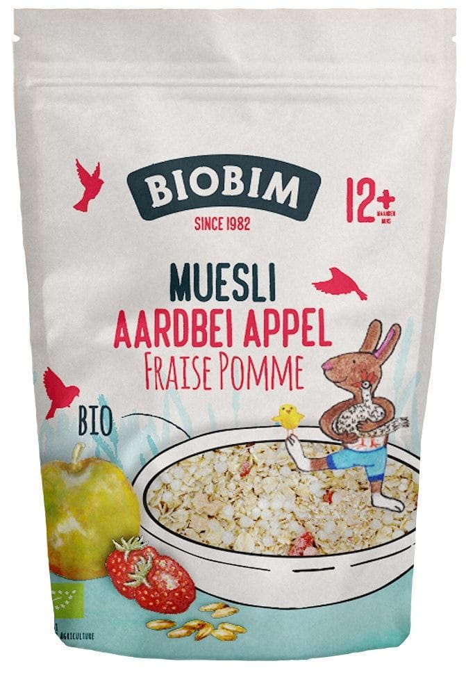 12 Monate Hafermüsli mit Apfel und Erdbeeren und Vitamin B1 BIO 150 g - BIOBIM