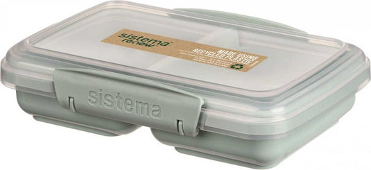 Brotdose Double Mint von SISTEMA, 350 ml, aus langlebigem Kunststoff mit zwei Fächern und verschließbarem Deckel.