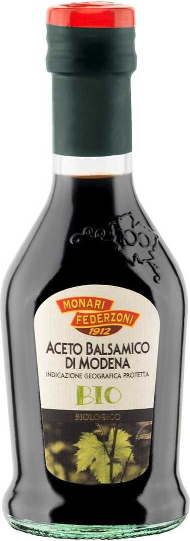 Bio Balsamessig aus Modena von Monari Federzoni in 250 ml Flasche, dunkler Essig mit aromatischer Textur