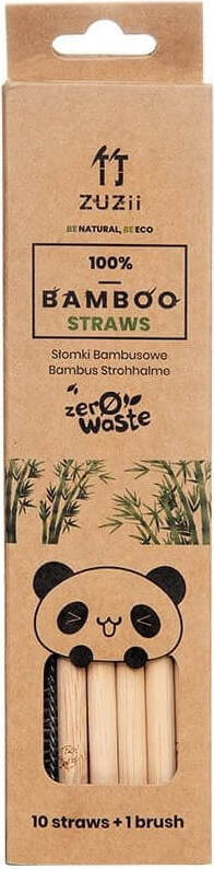 Bambusstrohhalme ohne Rinde 10 Stück + Reiniger - ZUZII