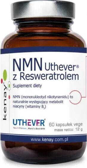 Nicotinamid-Mononukleotid NMN Kapseln von KENAY, Vitamin B3 Metabolit, in einer geöffneten Packung auf weißem Hintergrund.