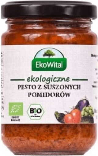 Bio Tomatenpesto von EKOWITAL aus sonnengetrockneten Tomaten, cremige Konsistenz, 140 g, naturbelassen und vegan