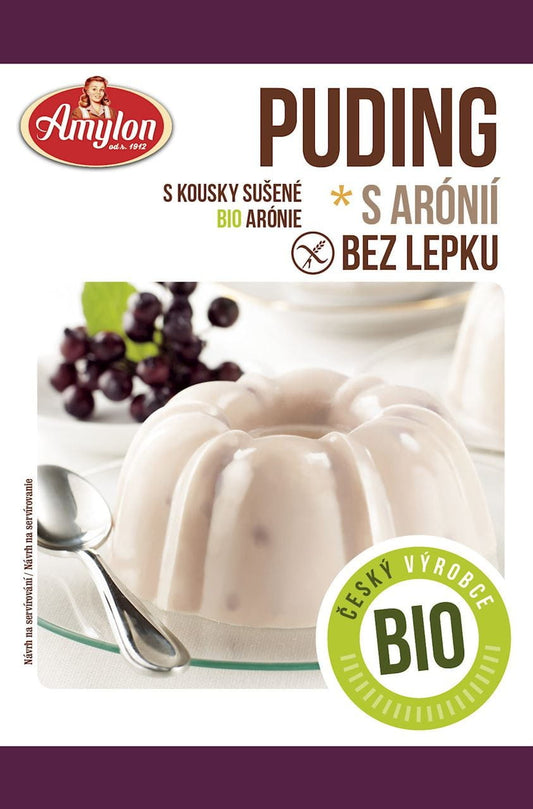 Bio Aroniapudding ohne Gluten von AMYLON, cremiges Fruchtpudding in 40 g Packung, naturbelassen und glutenfrei