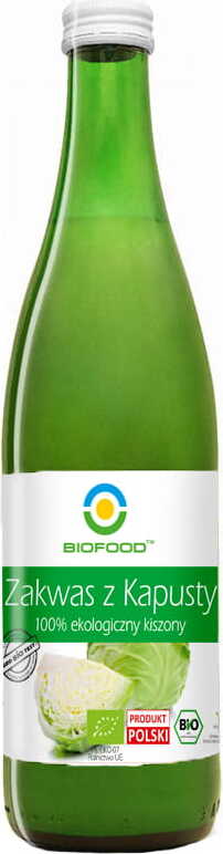 Glutenfreies Bio-Sauerkraut aus Sauerteig in 500 ml Glasflasche von BIO FOOD, frisch und naturbelassen.