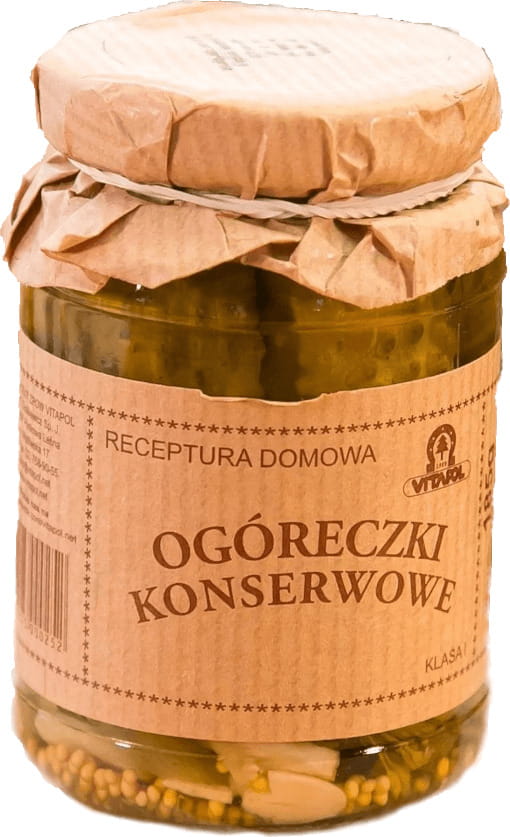 Eingelegte Gurken in Weinessig von VITAPOL, 100/185 g, frische und knackige Gurken in essigsaure Marinade.