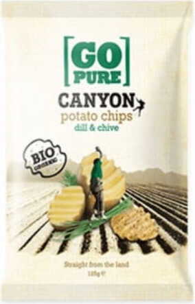 Chips mit Dill und Schnittlauch, glutenfrei, BIO, 125 g, von GO PURE, knusprige Snack-Alternative in transparenter Verpackung