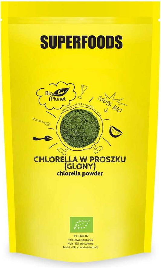 Bio-Chlorellapulver in 600 g Packung, feines grünliches Algenpulver von BIO PLANET