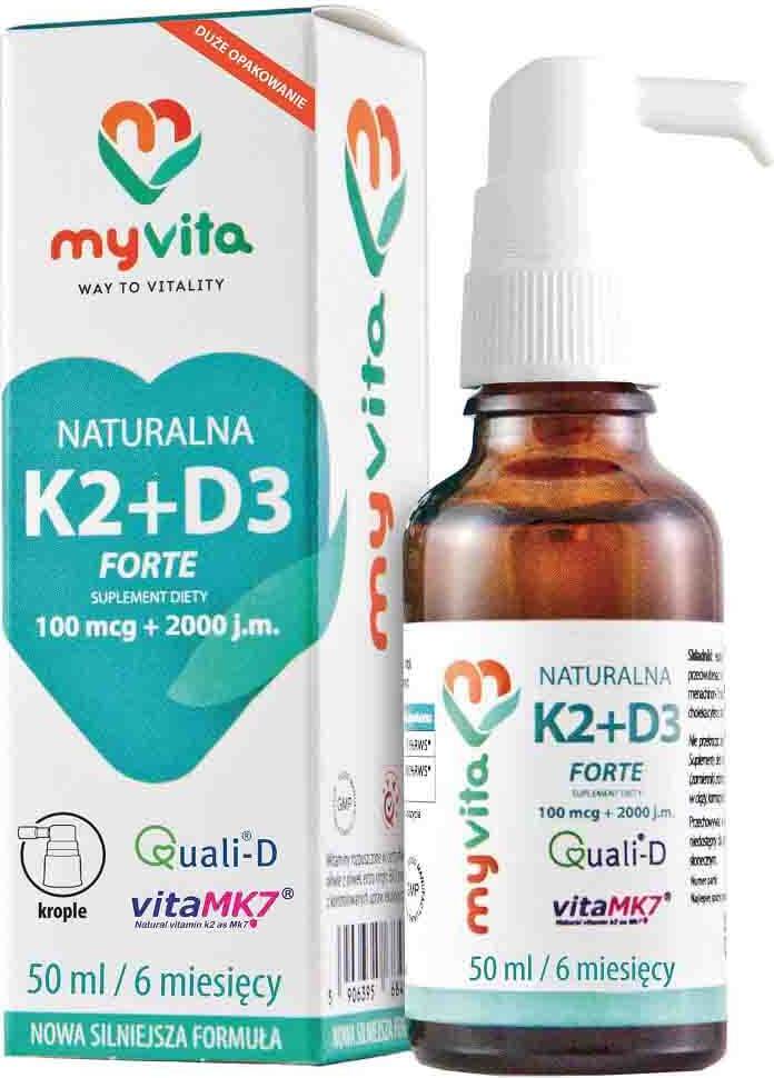 Vitamin K2 K - 2 100 µg D3 D - 3 2000 IE FORTE flüssig 50 ml Tropfen MYVITA