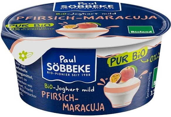 Cremiger Joghurt Pfirsich - Maracuja (38% Fett in Milch) BIO 150 g - SOBBEKE