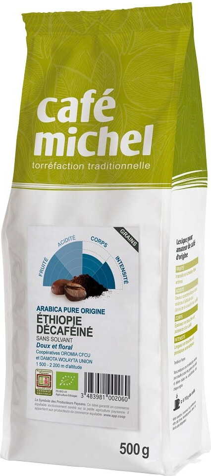 Entkoffeinierte Kaffeebohnen Arabica Äthiopien fair gehandelt BIO 500 g - CAFE MICHEL Hover Image