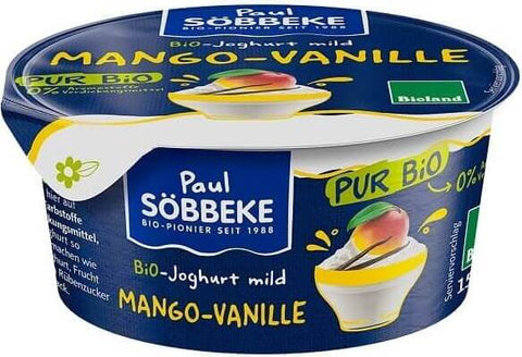 Cremiger Mango Joghurt - Vanille (38% Fett in Milch) BIO 150 g - SOBBEKE