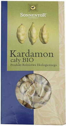 Bio-Ganzkardamom von SONNENTOR, 40 g, frische ganze Kardamomkapseln für Gewürze und Backwaren.