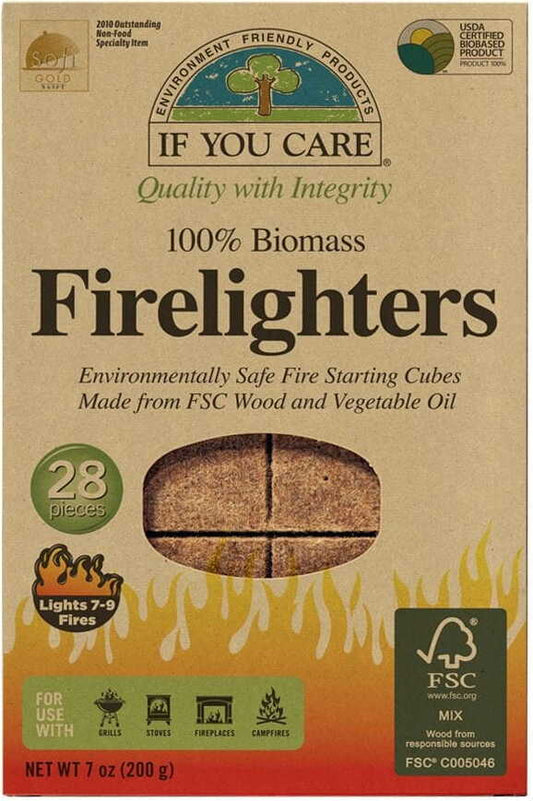 Feueranzünder für Kamin- und Lagerfeuergrills, 28 Stück, von IF YOU CARE, umweltfreundliche Anzündhilfen für Feuerstellen