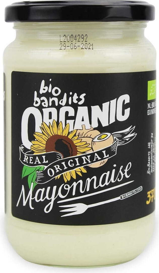 Bio Eier-Mayonnaise in 370 ml Flasche, cremale Konsistenz, BIO BANDITS Markenprodukt, ideal für Sandwiches und Salate