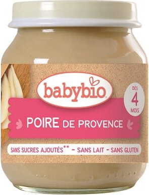 Bio Birnendessert für Babys ab 4 Monaten, glutenfrei, 130 g, von BABYBIO, cremiges Babyobst-Dessert in Glasverpackung