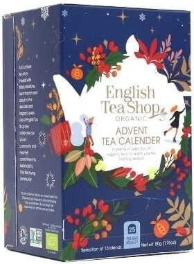 Kräutertee-Adventskalender von ENGLISH TEA SHOP, 25x2 g, biologischer Kräutertee im festlichen Verpackungsdesign