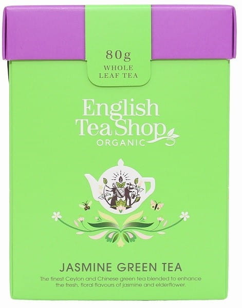 Grüner Jasmin Bio Loser Tee von ENGLISH TEA SHOP, 80g, lose Teeblätter in einer Packung, frischer Jasmin-Duft