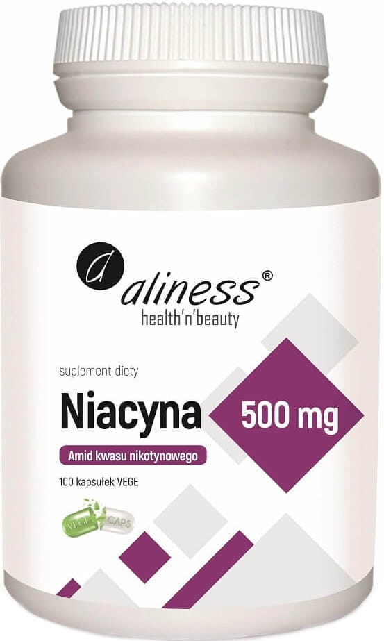 Niacin, Nicotinsäureamid, Vitamin B3 500 mg, 100 Kapseln ALINESS