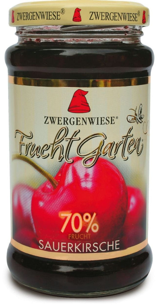 Glutenfreier Kirschmousse von ZWERGENWIESE, 70 % Frucht, BIO, in 225 g Verpackung, cremige Fruchtmousse mit Kirscharoma