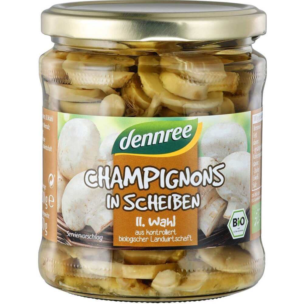 Geschnittene Champignons in Salzlake BIO 330 g - DENNREE