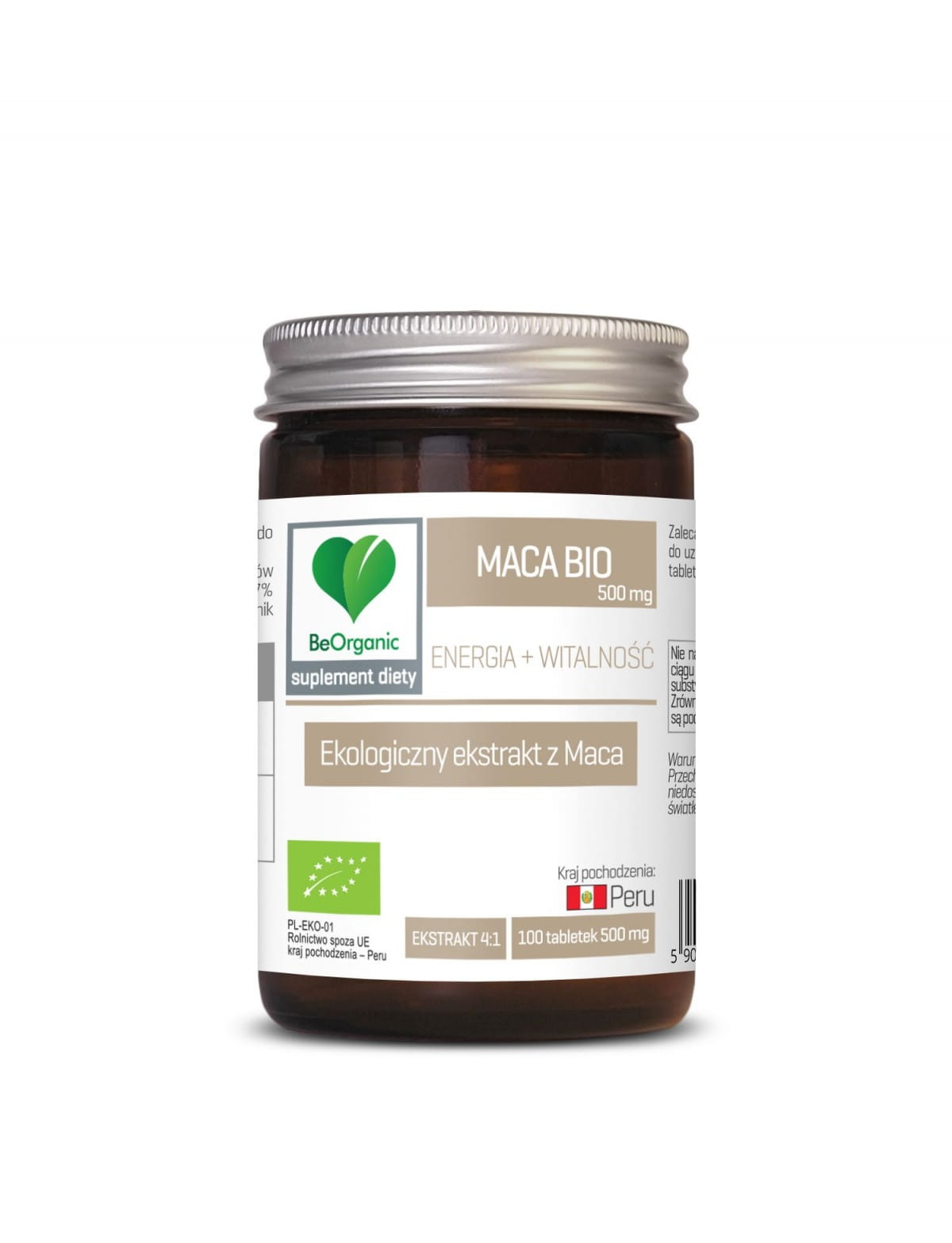 Maca-Extrakt 4: 1 BIO 100 Tabletten (500 mg) - BE ORGANIC