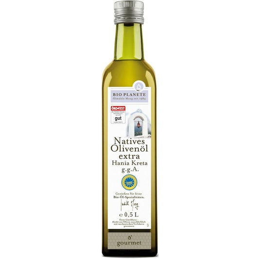 Bio natives Olivenöl extra Kreta von BIO PLANETE in 500 ml Flasche, hochwertiges griechisches Olivenöl, naturbelassen
