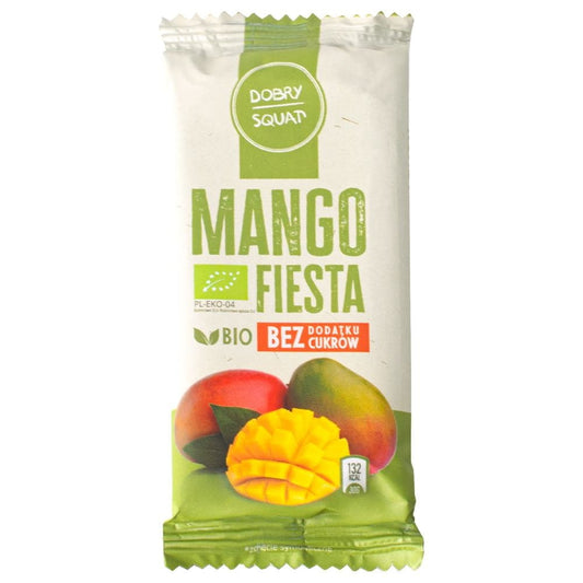 Bio Dattelriegel mit Mango von DOBRY SQUAT, Mango Fiesta, 30 g, natürlicher Snack, Frucht und Nuss Kombination