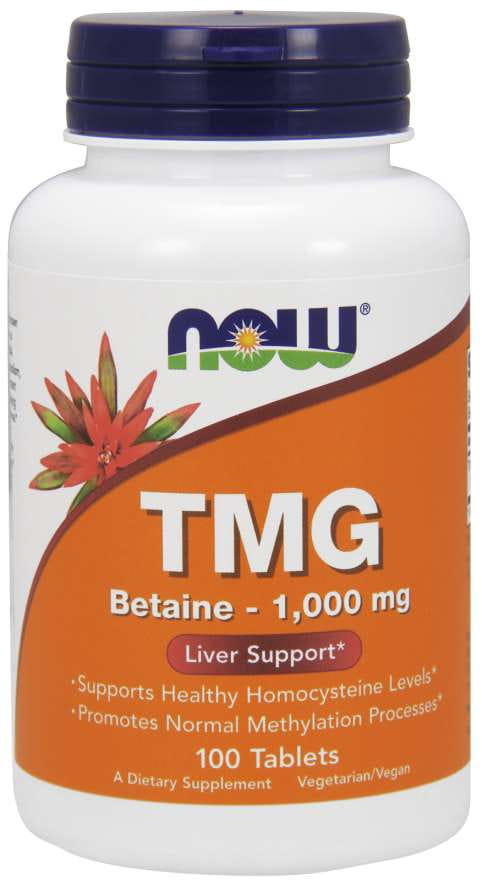 TMG Trimethylglycinbetain wasserfrei 1000 MG 100 Tabletten NOW FOODS