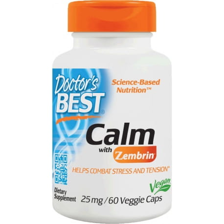 DOCTOR'S BEST CALM mit Zembrin, 60 Kapseln, Ergänzung für Entspannung und Stressabbau, Nahaufnahme der Kapseln in der Verpackung