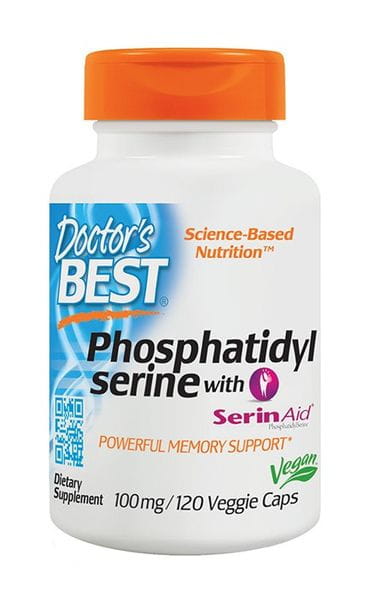 Hochwertige Phosphatidylserin 100 MG Kapseln von DOCTOR'S BEST, 120 Stück, für Gehirn und Gedächtnisunterstützung.