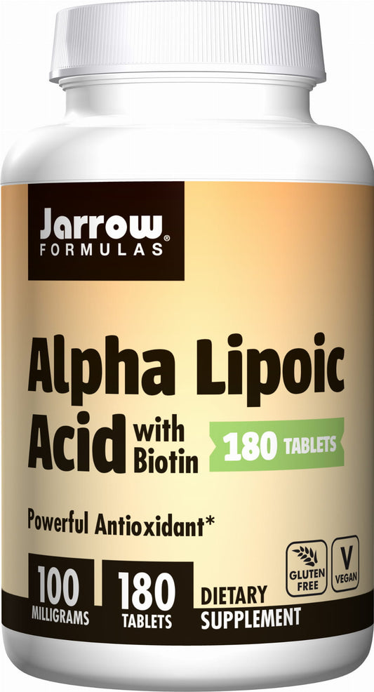 JARROW FORMULAS Alpha-Liponsäure und Biotin Tabletten, 180 Stück, Nahrungsergänzungsmittel in Glasflasche