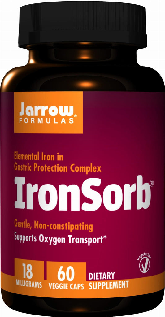 Eisen Ironsorb 60 Kapseln von Jarrow Formulas in der Dose, Nahrungsergänzungsmittel für Eisen.