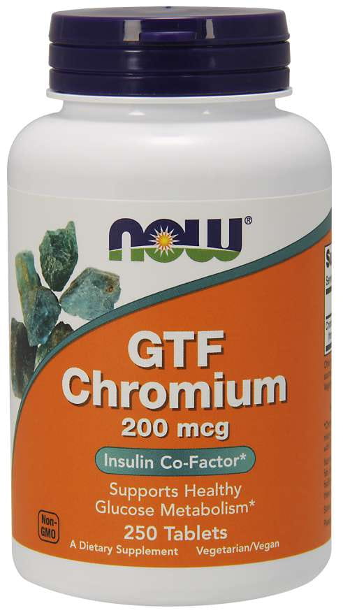 Gtf Chromium Chrome GTF 200 mcg 250 Tabletten JETZT LEBENSMITTEL Κύρια εικόνα προϊόντος