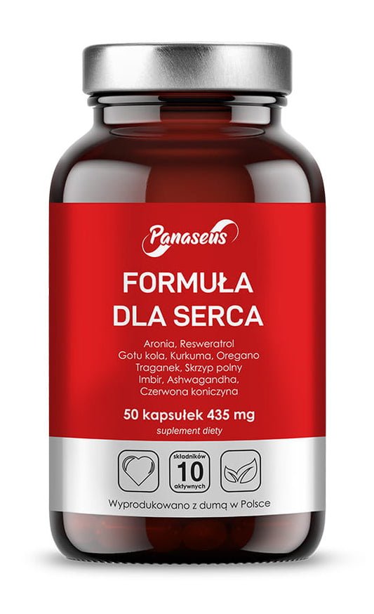 PANASEUS Herz-Formel in einer Packung mit 50 Kapseln, für die Unterstützung der Herzgesundheit, auf weißem Hintergrund.