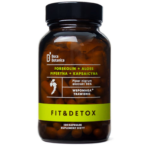 Boca Botanica Forskolin Aloe Piperin Capsaicin Kapseln, 120 Stück, geöffnet mit Kapseln in einer Dose sichtbar