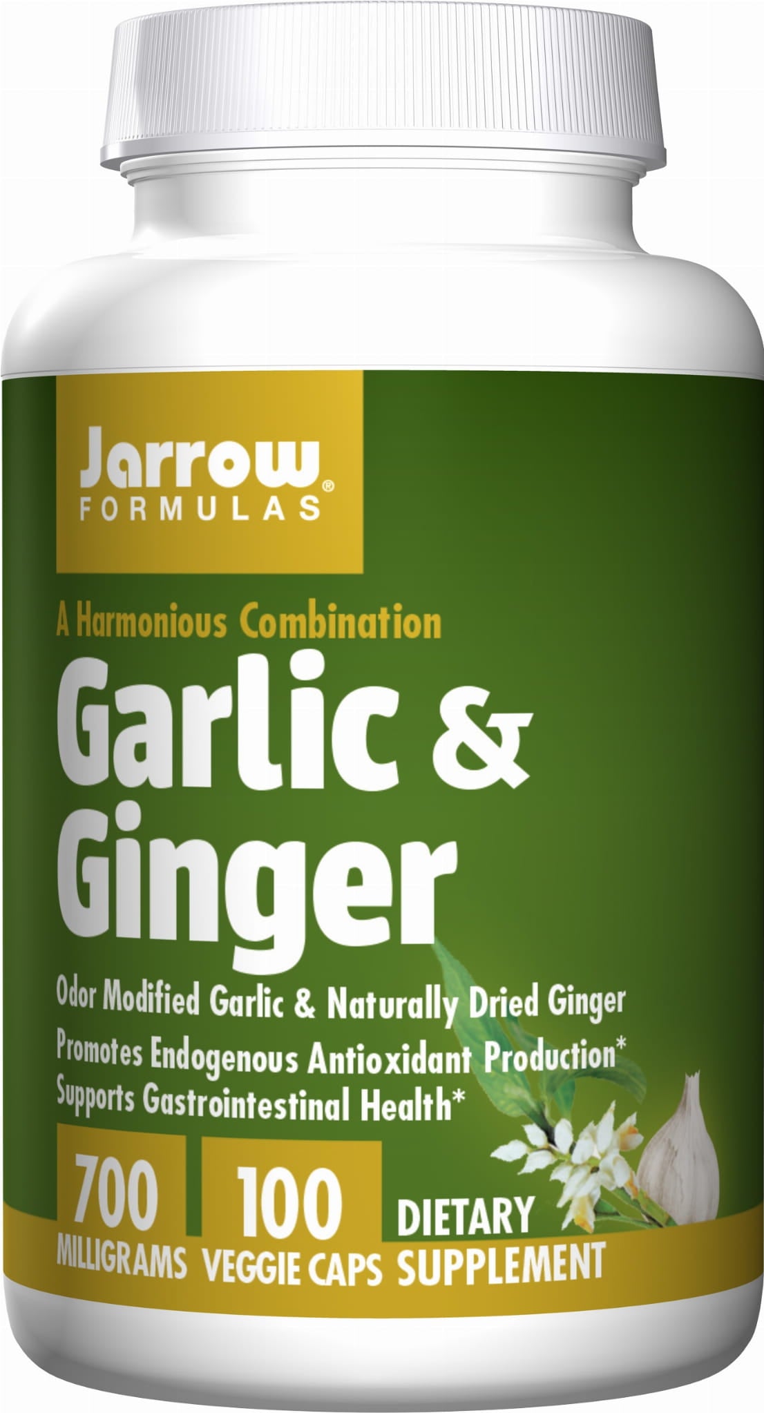 JARROW FORMULAS Knoblauch und Ingwer 700 MG, 100 Kapseln, Nahrungsergänzungsmittel in Packung