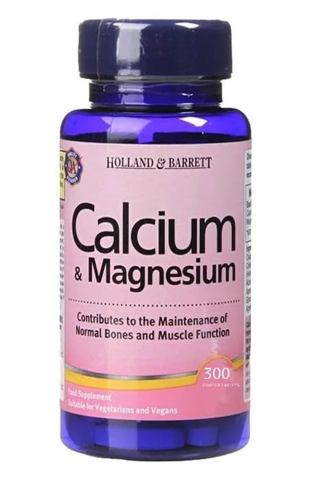 Calcium und Magnesium Tabletten von HOLLAND & BARRETT, 300 Stück, nährstoffreiche Nahrungsergänzung für Knochen und Muskeln