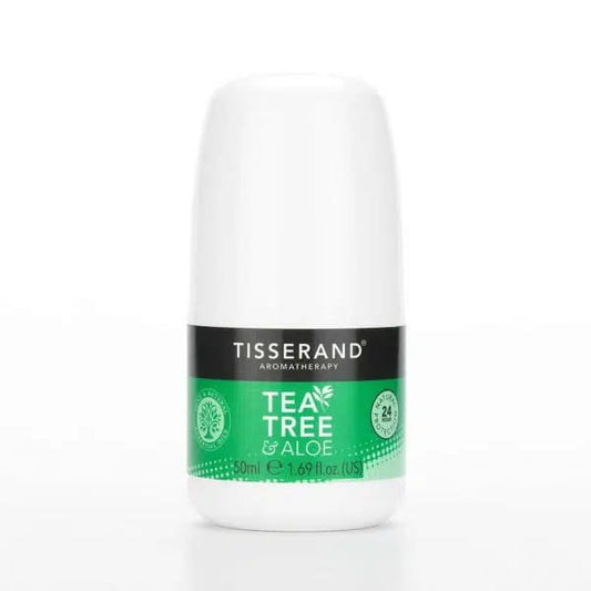 Deo Roll auf Teebaum und Aloe von biogo, 50 ml, zeigt den Deo-Roller mit natürlichen Inhaltsstoffen in einer transparenten Flasche