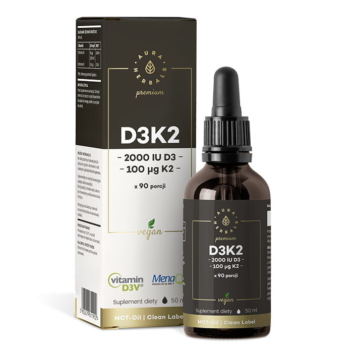 Vitamin D3K2 2000 iu Premium Vegan MENAQ7® AURA HERBALS